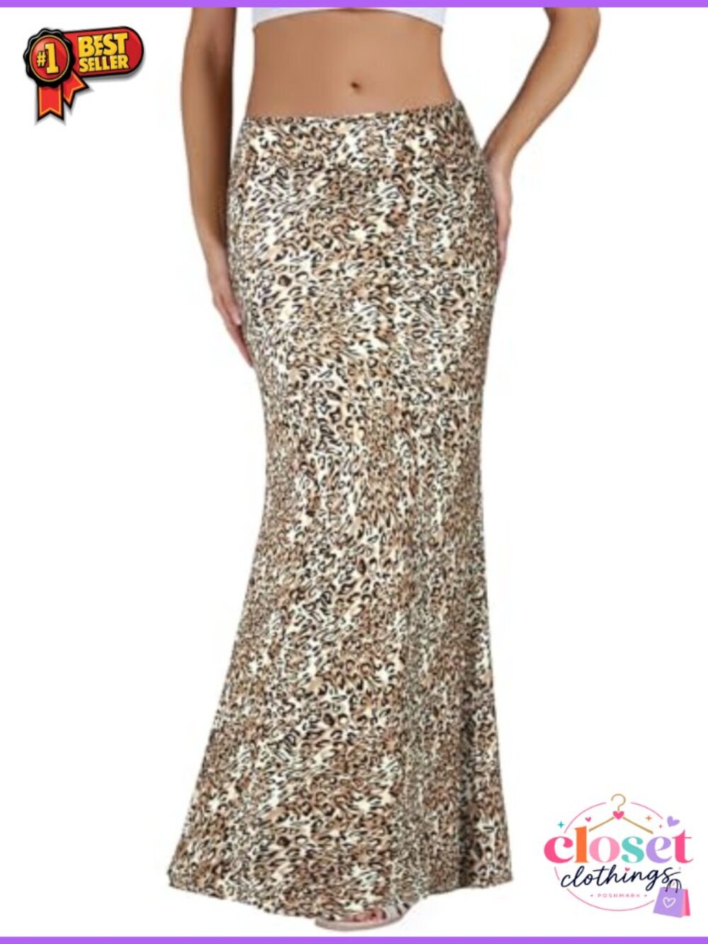 Women's High Waist Maxi Skirt A-Line Flowy Jersey Knit